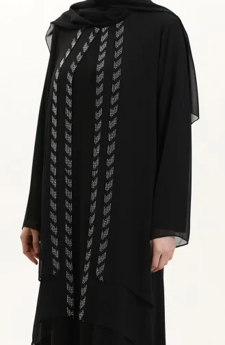 Übergröße Chiffonkleid 6165-04 Schwarz 6165-04