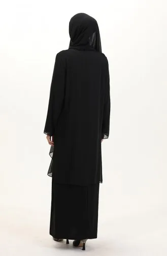 Übergröße Chiffonkleid 6165-04 Schwarz 6165-04