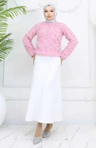 Chemisier En Relief Rose 41185-04 Rose Poudré 41185-04