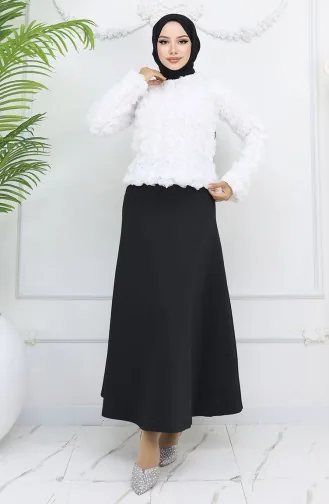 Gül Kabartmalı Bluz 41185-05 Beyaz