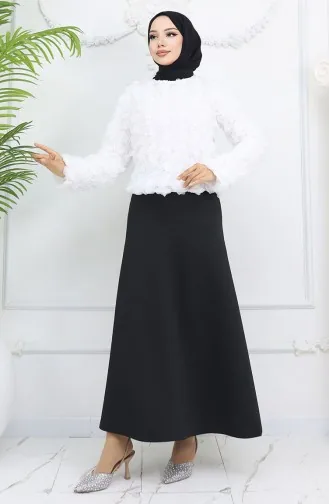 Gül Kabartmalı Bluz 41185-05 Beyaz