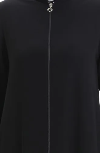 Abaya Froncée Zippée 5078-01 Noir 5078-01