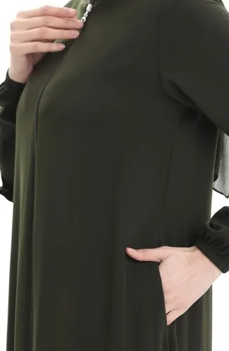 Zippered Gathered Abaya 5078-04 Khaki 5078-04