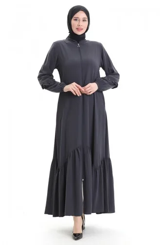 Abaya Froncée Zippée 5078-05 Fumée 5078-05