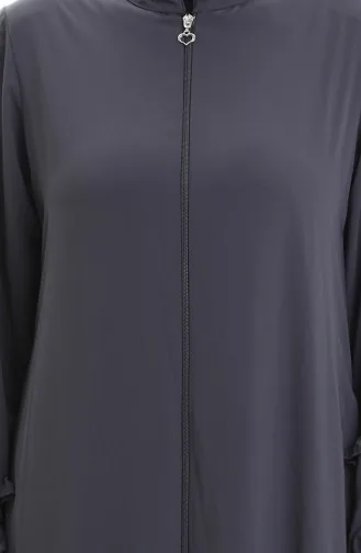 Abaya Froncée Zippée 5078-05 Fumée 5078-05