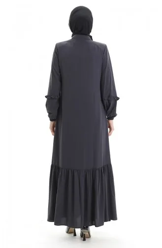 Abaya Froncée Zippée 5078-05 Fumée 5078-05