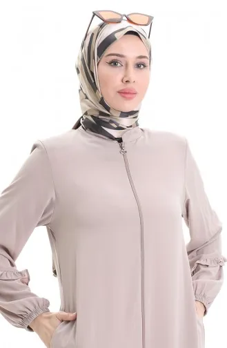 Abaya Met Ritssluiting En Plooien 5078-06 Mink 5078-06