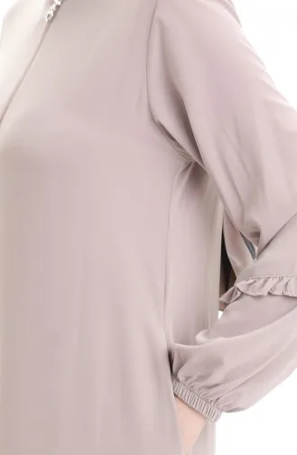 Abaya Met Ritssluiting En Plooien 5078-06 Mink 5078-06