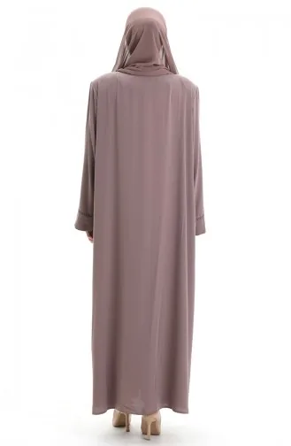 Büyük Beden Taş Baskılı Ferace 4005X-06 Koyu Vizon