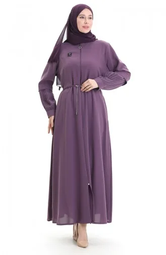 Büyük Beden Kolu Piliseli Bağcıklı Ferace 6194-01 Gül Kurusu