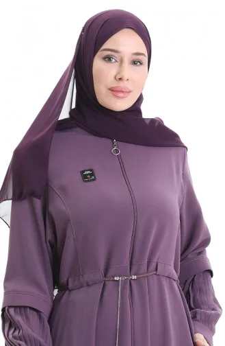 Büyük Beden Kolu Piliseli Bağcıklı Ferace 6194-01 Gül Kurusu