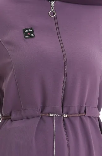 Büyük Beden Kolu Piliseli Bağcıklı Ferace 6194-01 Gül Kurusu