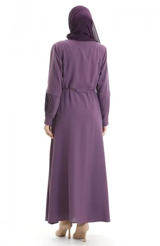 Büyük Beden Kolu Piliseli Bağcıklı Ferace 6194-01 Gül Kurusu