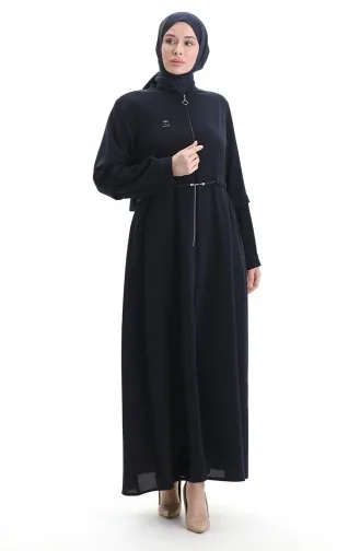 Büyük Beden Kolu Piliseli Bağcıklı Ferace 6194-03 Lacivert