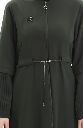 Büyük Beden Kolu Piliseli Bağcıklı Ferace 6194-05 Haki