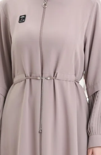 Büyük Beden Kolu Piliseli Bağcıklı Ferace 6194-06 Bej