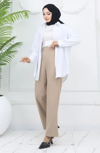 Bol Paça Pantolon 4001-04 Sütlü kahve