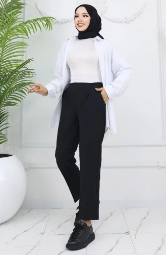 Elastic Waist Carrot Trousers 4002-01 Black 4002-01