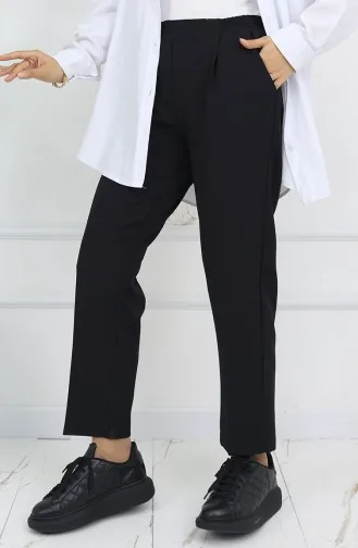 Elastic Waist Carrot Trousers 4002-01 Black 4002-01