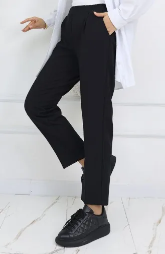 Elastic Waist Carrot Trousers 4002-01 Black 4002-01