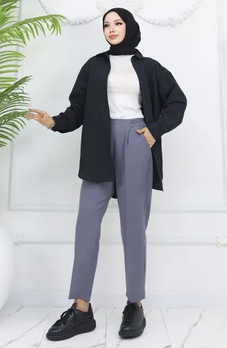 Elastic Waist Carrot Trousers 4002-03 Gray 4002-03