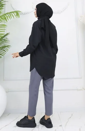 Elastic Waist Carrot Trousers 4002-03 Gray 4002-03