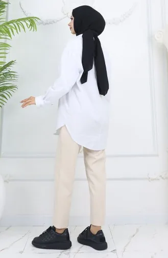 Elastic Waist Carrot Trousers 4002-04 Beige 4002-04