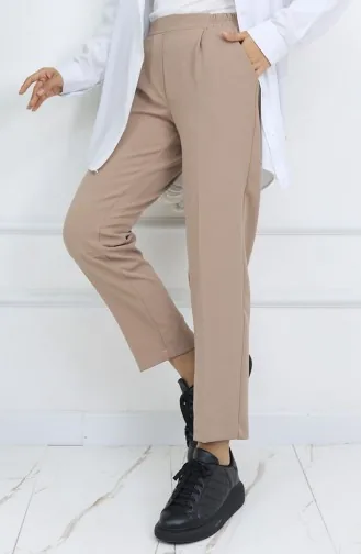 بنطلون جزر بخصر مرن 4002-05 لون قهوة حليب 4002-05