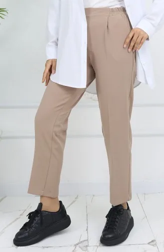 بنطلون جزر بخصر مرن 4002-05 لون قهوة حليب 4002-05