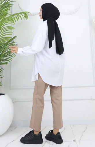 بنطلون جزر بخصر مرن 4002-05 لون قهوة حليب 4002-05