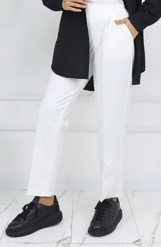 Elastic Waist Carrot Trousers 4002-06 Ecru 4002-06