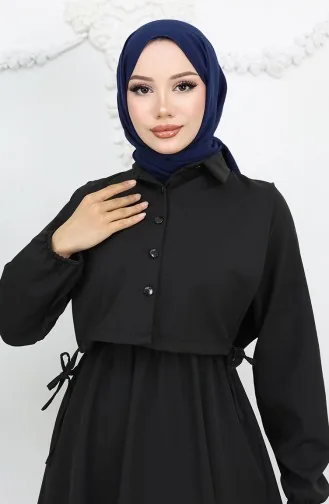 Gömlek Yaka Bolera Detaylı Elbise 81898-01 Siyah