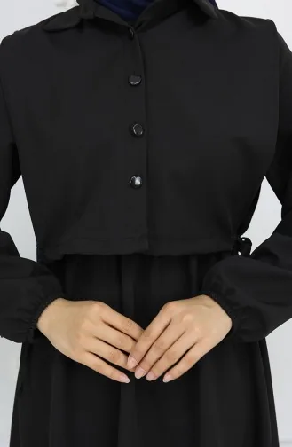 Gömlek Yaka Bolera Detaylı Elbise 81898-01 Siyah