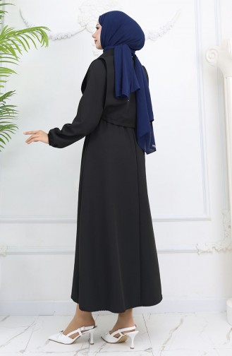 Schwarz Hijab Kleider 81898-01