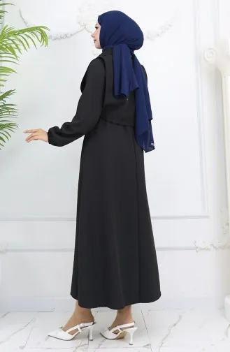 Gömlek Yaka Bolera Detaylı Elbise 81898-01 Siyah