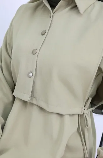 Gömlek Yaka Bolera Detaylı Elbise 81898-03 Açık Yeşil