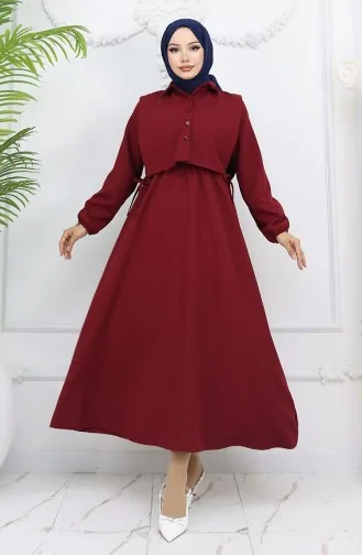 Robe Boléra à Col Chemise 81898-04 Bordeaux 81898-04