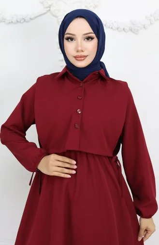 Robe Boléra à Col Chemise 81898-04 Bordeaux 81898-04