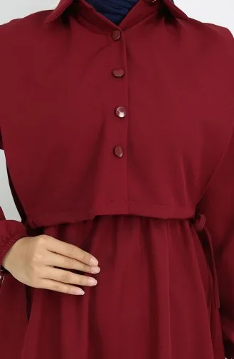Robe Boléra à Col Chemise 81898-04 Bordeaux 81898-04