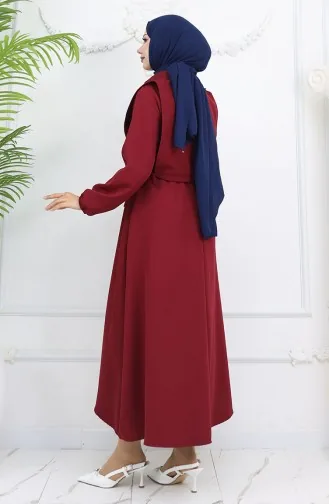 Robe Boléra à Col Chemise 81898-04 Bordeaux 81898-04