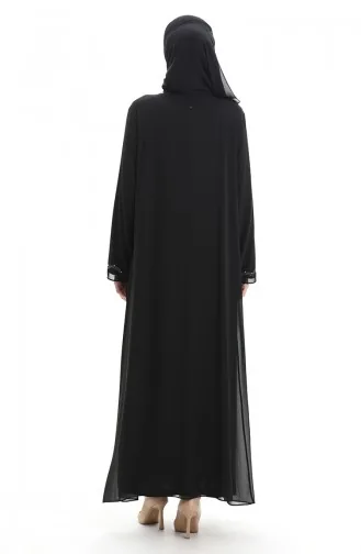 فستان عباية شيفون مقاس كبير 6163-01 أسود 6163-01