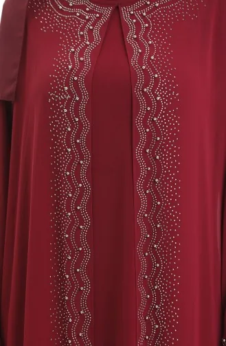 فستان عباية شيفون مقاس كبير 6163-02 عنابي 6163-02