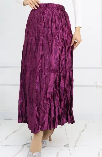 Jupe En Satin à Taille élastique 0048-01 Violet 0048-01