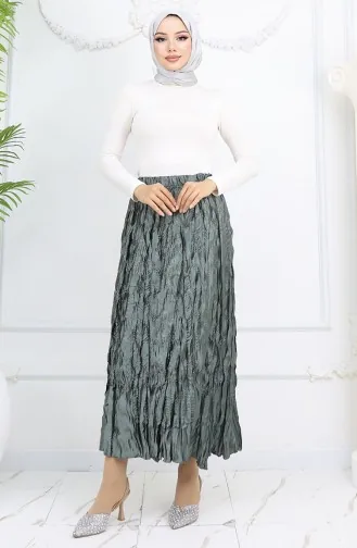 Elastische Taille Satijnen Rok 0048-02 Mold Green 0048-02