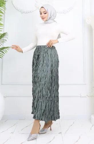 Elastische Taille Satijnen Rok 0048-02 Mold Green 0048-02