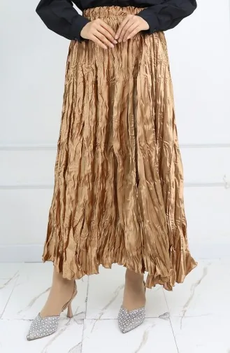 تنورة ساتان بخصر مطاطي 0048-08 لون خردل 0048-08