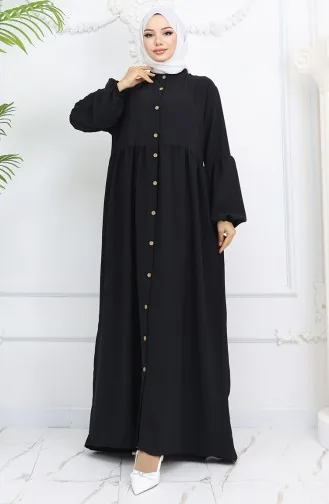 Aerobin Stoffen Jurk Met Knopen 0045-01 Zwart 0045-01