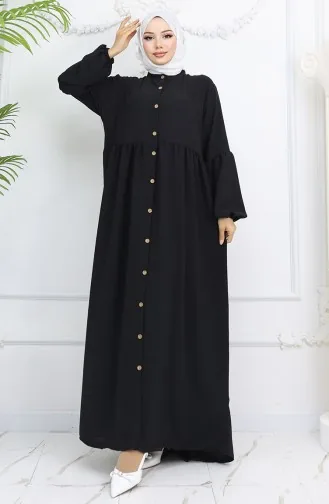 Aerobin Stoffen Jurk Met Knopen 0045-01 Zwart 0045-01