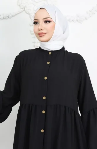 Aerobin Stoffen Jurk Met Knopen 0045-01 Zwart 0045-01