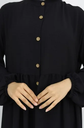 Aerobin Stoffen Jurk Met Knopen 0045-01 Zwart 0045-01